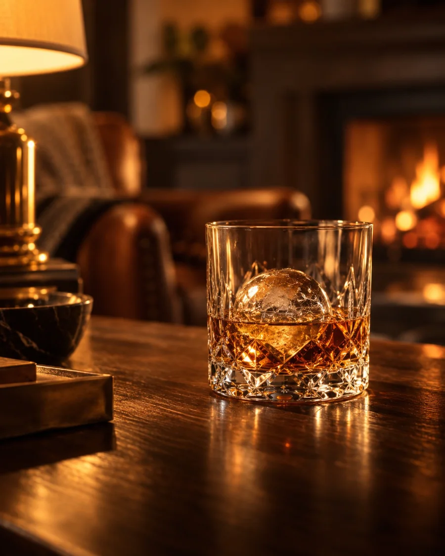 Verre à whisky ciselé avec un glaçon